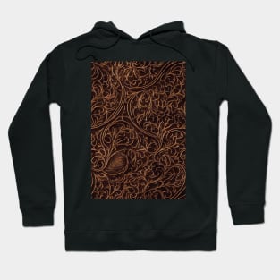 Dark Brown Ornamental Leather Stripes, natural and ecological leather print #47 Hoodie